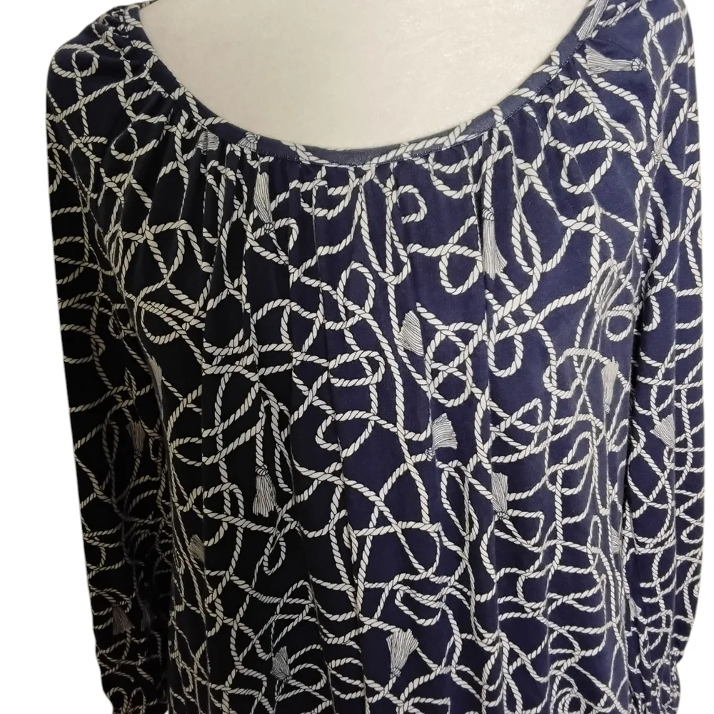 Michael Kors Women's M Navy White Rope Tassel Detail 3/4